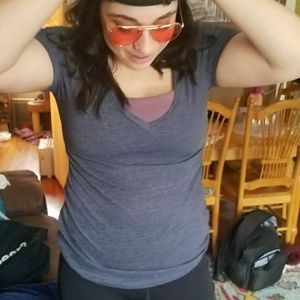 A sky blue v neck t shirt